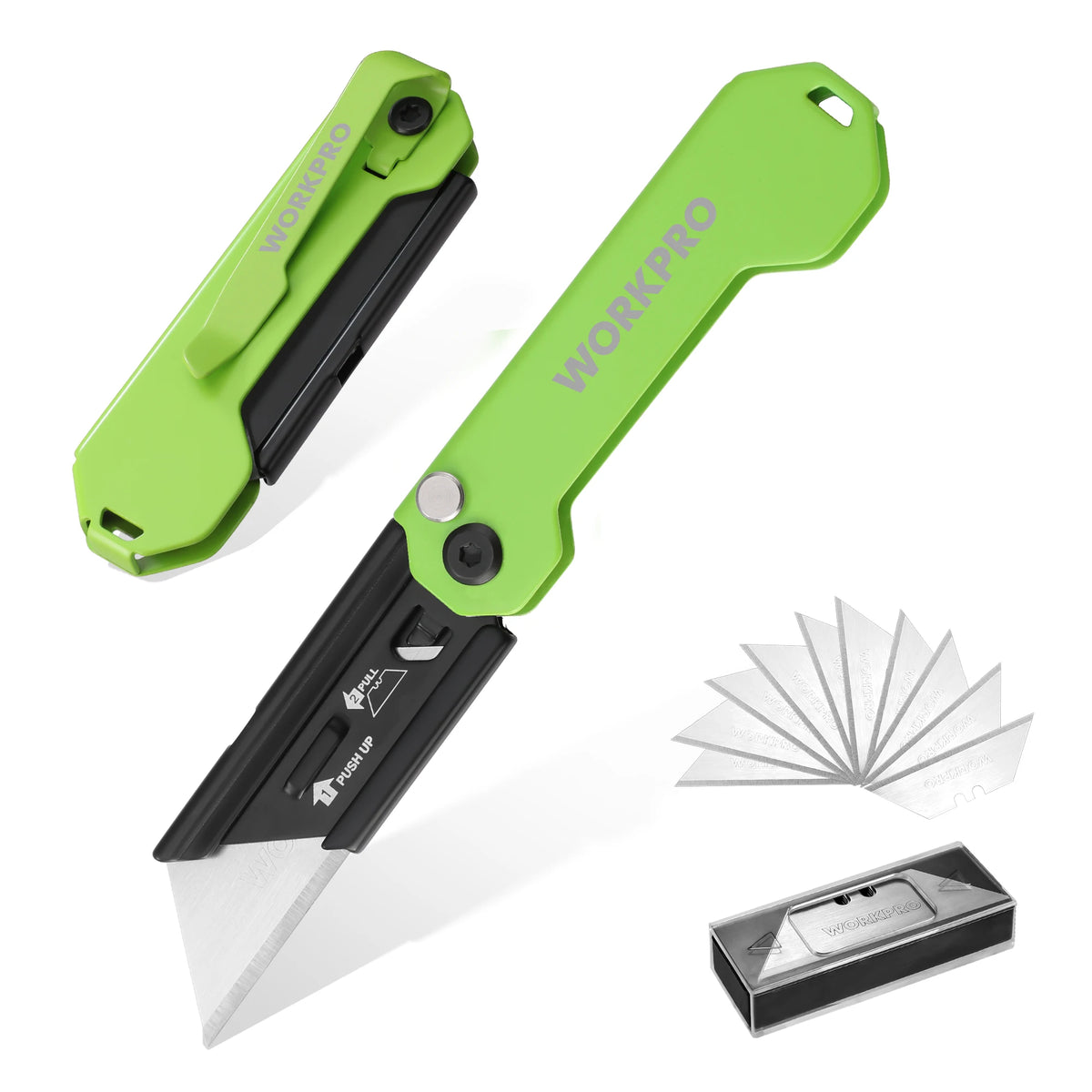 Folding Utility Knife 3-Pack with Quick-Change Blades and Belt Clip