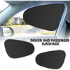 Driver and passenger sunshade featuring a large window cover and a separate storage bag for car windows