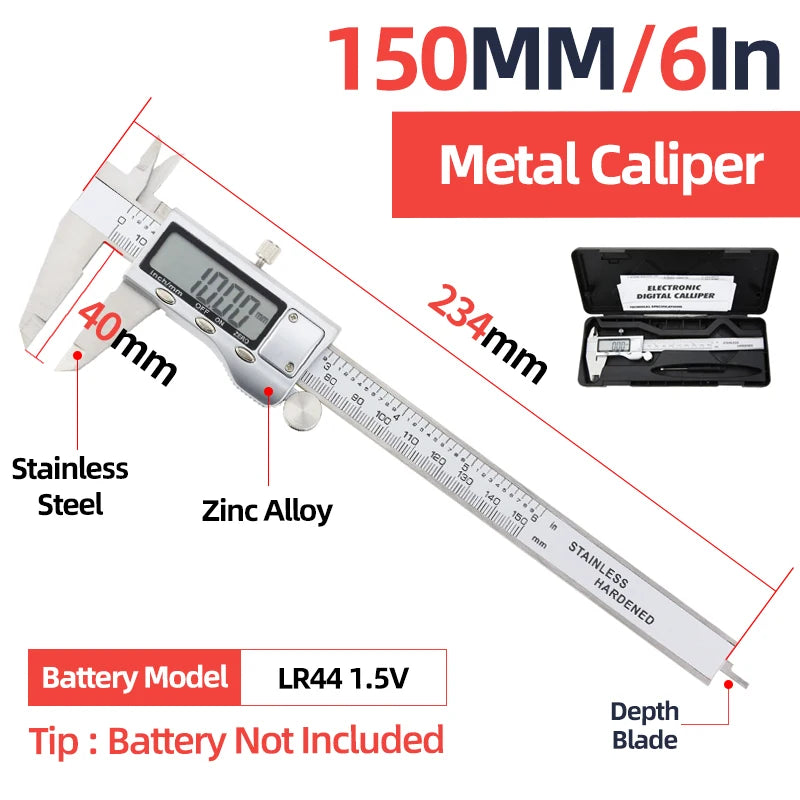 Stainless Steel Digital Caliper with LCD Display