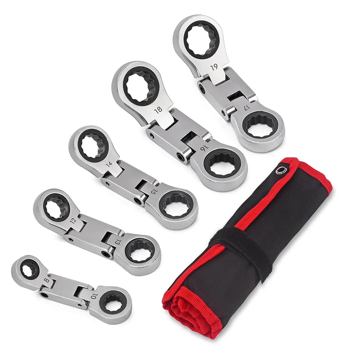 Stubby Ratcheting Wrench Set with Flex Heads (5-Piece Metric)