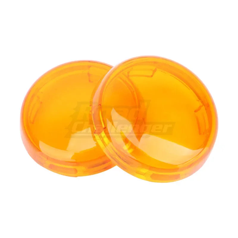Two clear orange LED turn signal light lens covers for Harley Davidson motorcycles
