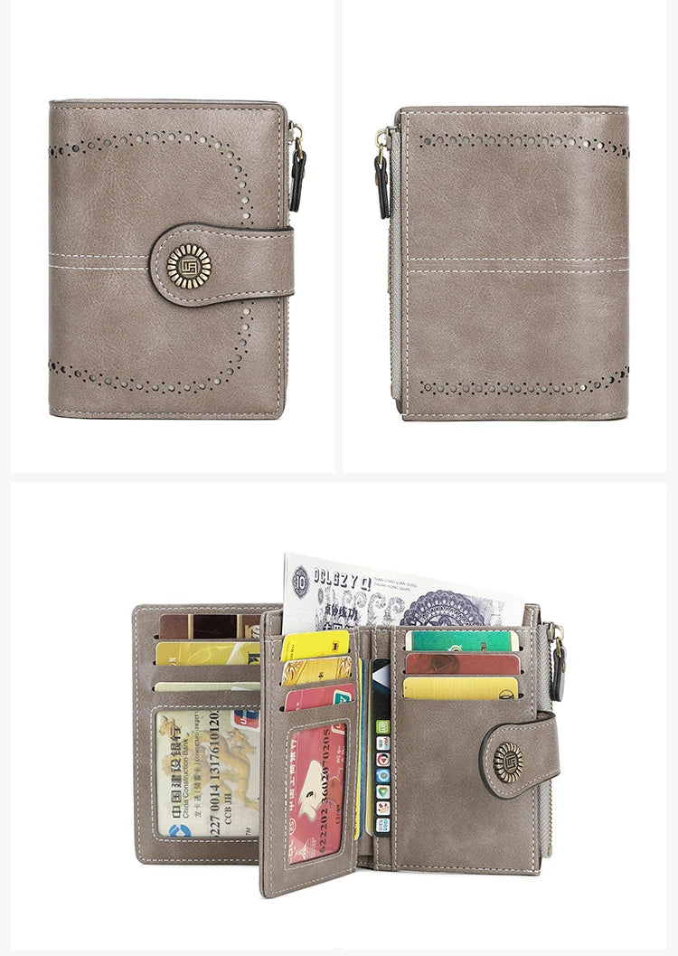 Vintage RFID-Blocking Tri-Fold Wallet with Ample Storage