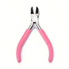 Pink Jewelry Pliers Tool Kit with Needle, Round Wire Cutter, and Curved Nose Pliers
