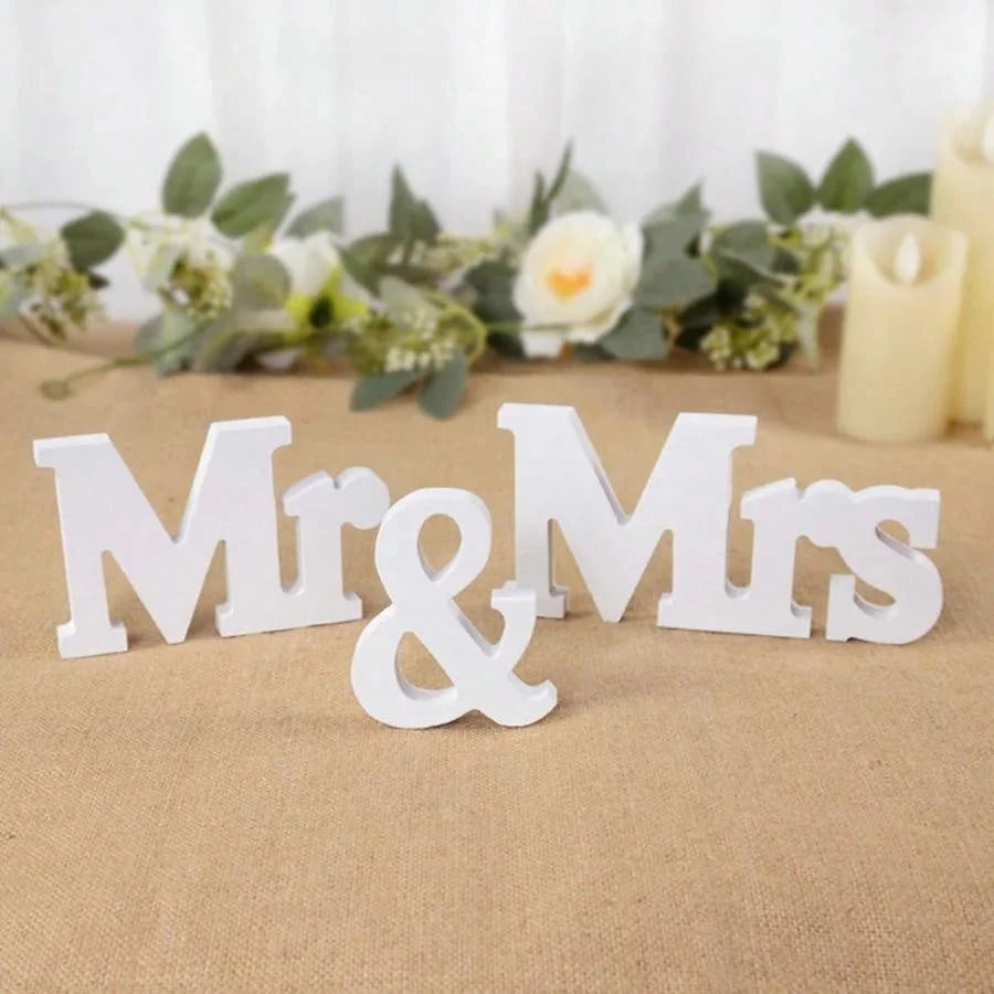 Mr & Mrs Wooden Love Sign Set for Wedding Table Displays