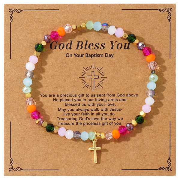 Cross-Shaped Crystal Bead Bracelet
