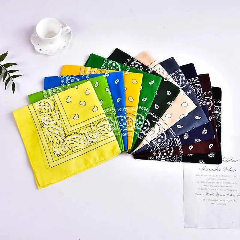 Paisley Bandana Square Scarf – 55cm Cotton Blend for Men and Women