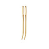 A pair of gold-colored bent tip tapestry needles for knitting and weaving.