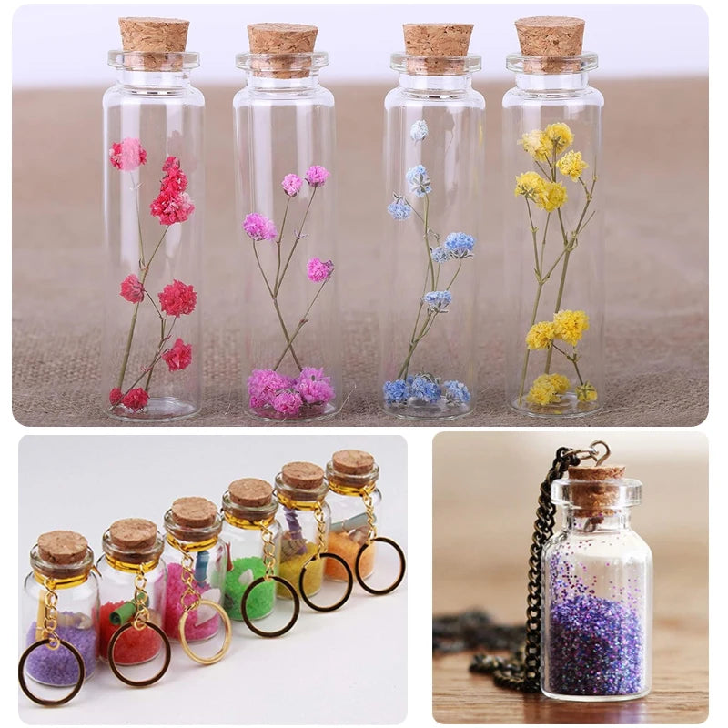 Mini Cork Stopper Glass Bottles for DIY Crafts & Decor