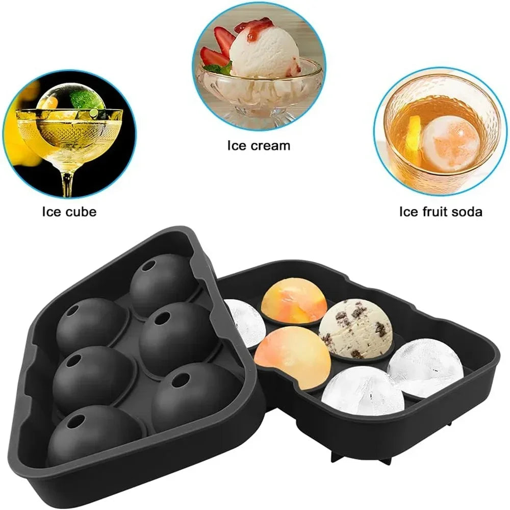 Silicone ice ball maker with multiple molds for creating various ice shapes like spheres and cubes
