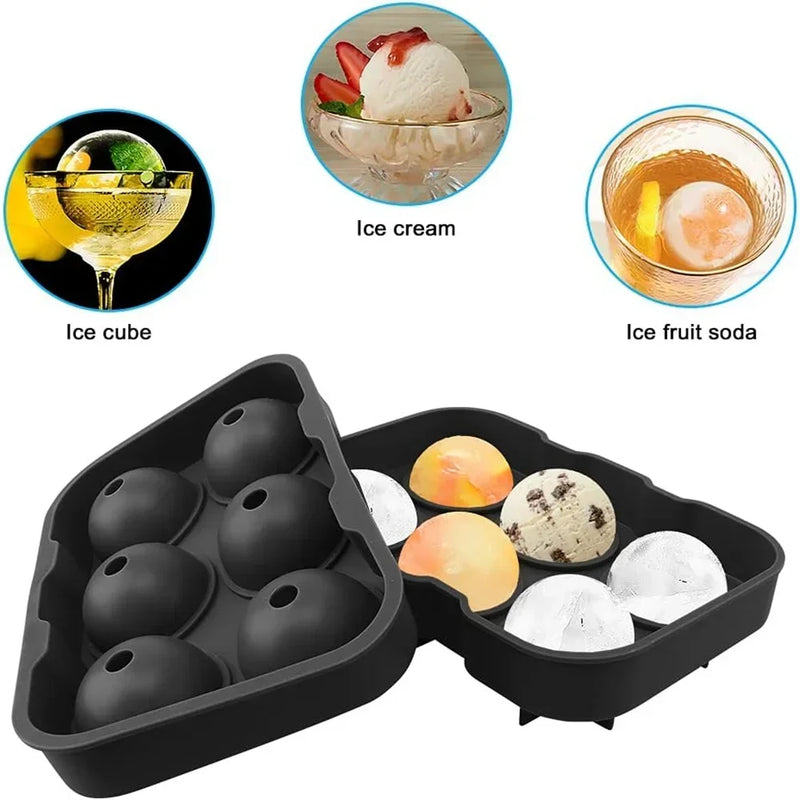 Silicone Ice Ball Maker - Large 3D Sphere & Cube Ice Mold