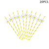 A set of 20 disposable party streamers shaped like white and yellow daisy flowers.