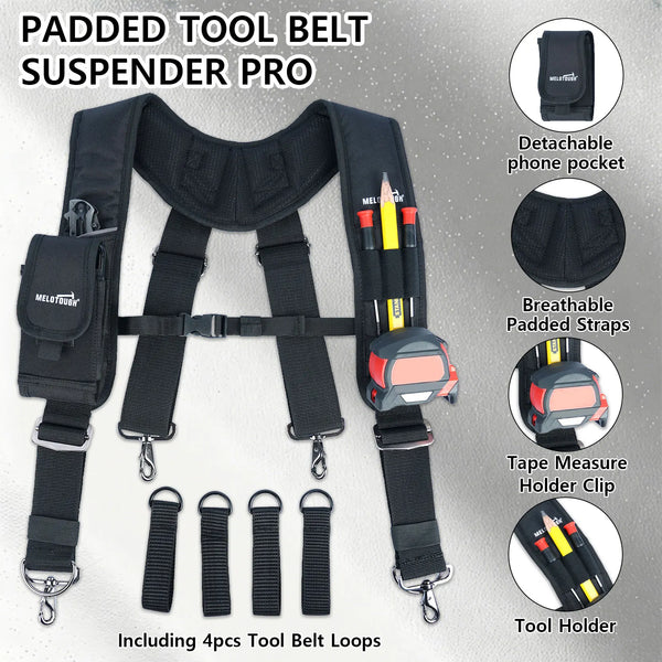 Work Suspenders with Detachable Phone Holder and Tool Belt Support