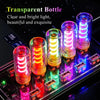 A collection of transparent glass bottles filled with bright LED lights displayed on a circuit board.