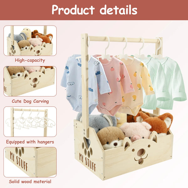 Wooden Storage Crate with Handle for Baby Essentials and Toys
