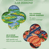 A collection of resin square and AB diamond mosaics featuring various colors and patterns.