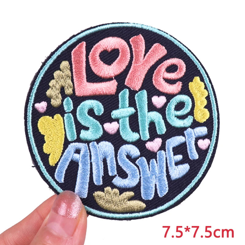 Encouraging Embroidered Iron-On Patches for Jackets, Jeans & Bags