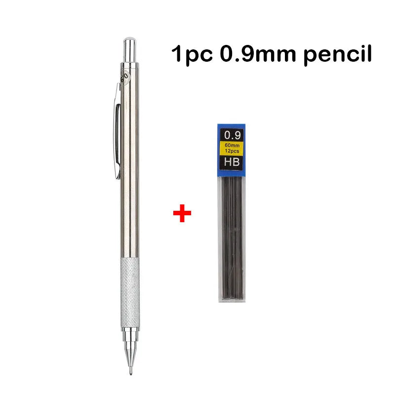 A single 0.9mm HB mechanical pencil with a full metal body and graphite lead visible.