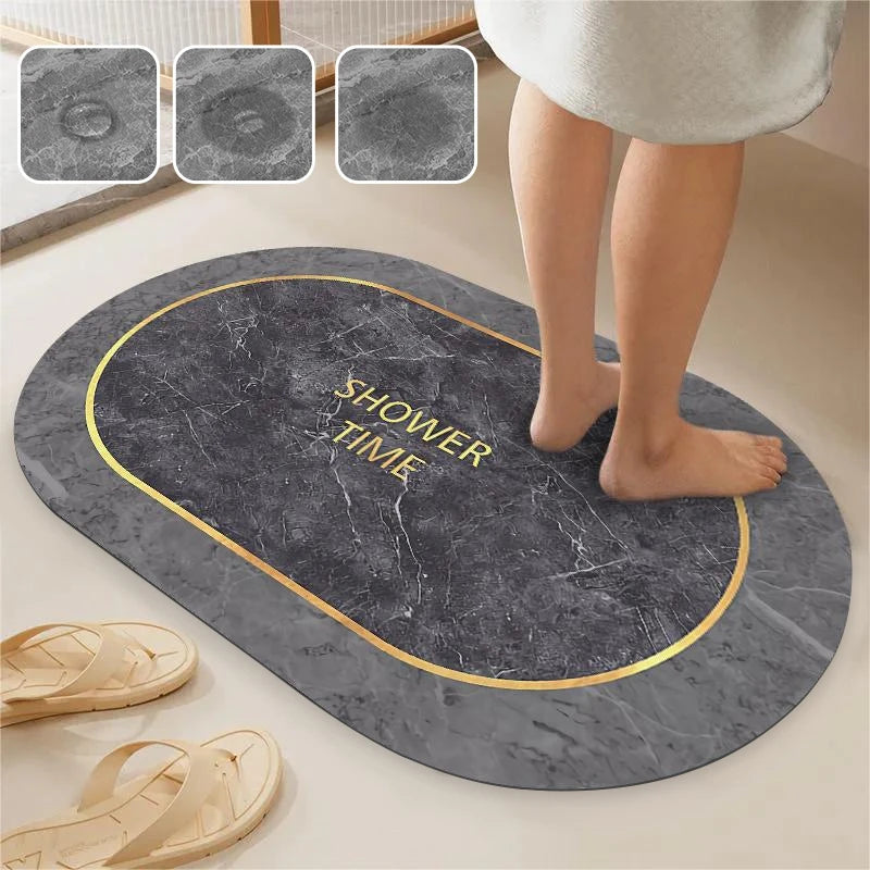 Ultra-Absorbent Diatomite Bath Mat with Non-Slip Rubber Base