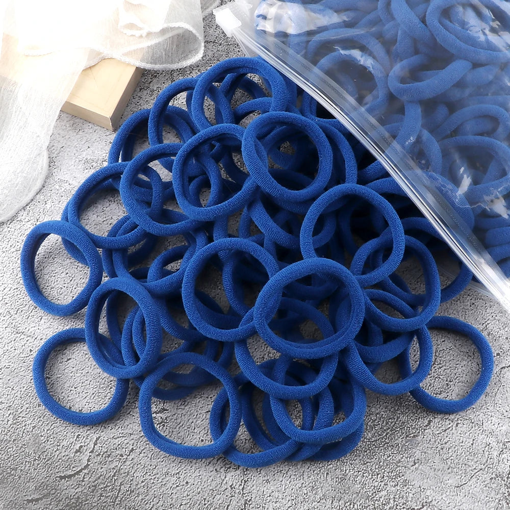 50-Pack Solid Color Elastic Hair Ties for Women & Girls