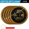 Five gold-colored diamond saw blades with a 1.1mm thickness and a 125x22.23 size.