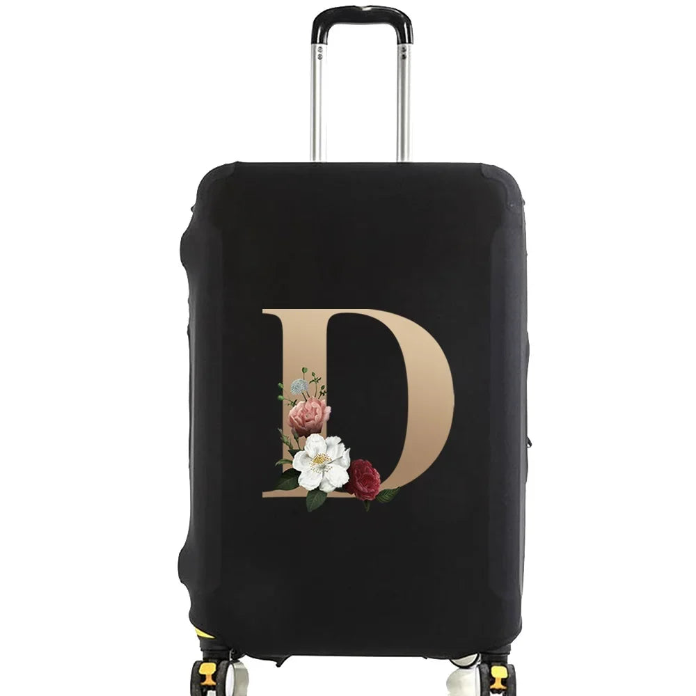 Elastic Luggage Cover with Gold Letter Design
