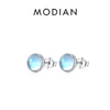 Round Moonstone Stud Earrings in Sterling Silver
