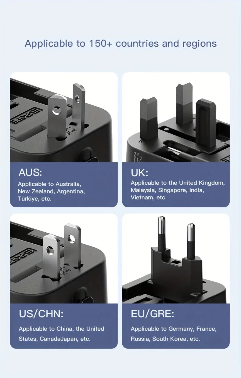 Universal-Reiseadapter mit Schnellladefunktion
