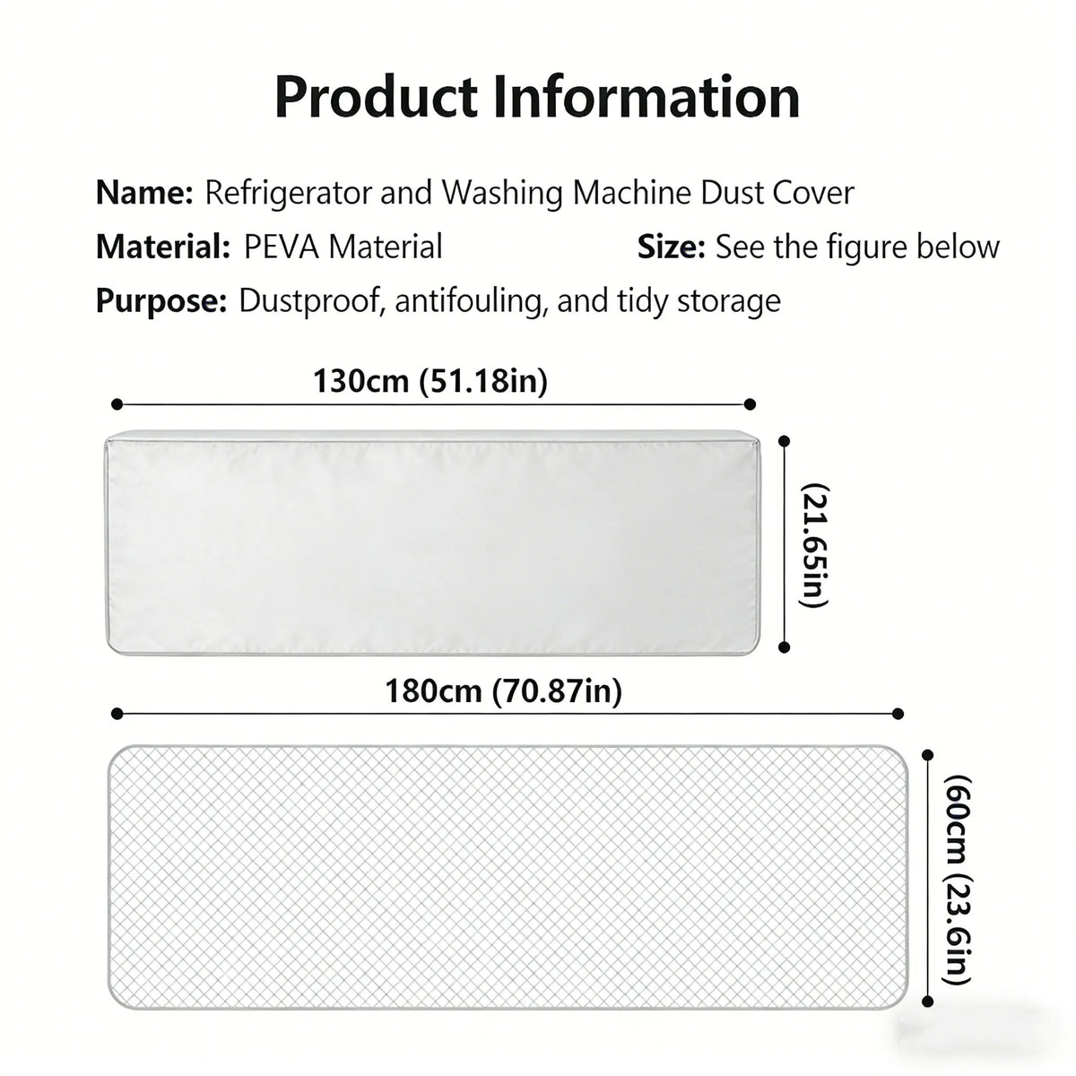 White PEVA material dust cover for refrigerator and washing machine with storage pockets