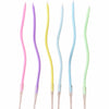 Spiral Birthday Cake Candles, Set of 6 Long Thin Decorative Candles for Cakes and Desserts
