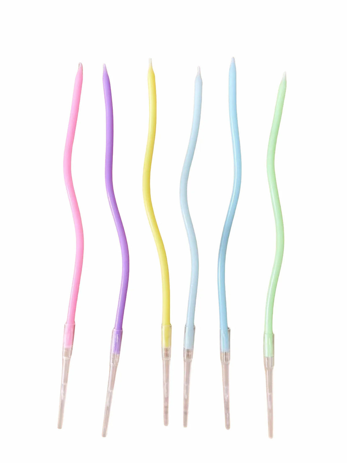 Spiral Birthday Cake Candles, Set of 6 Long Thin Decorative Candles for Cakes and Desserts
