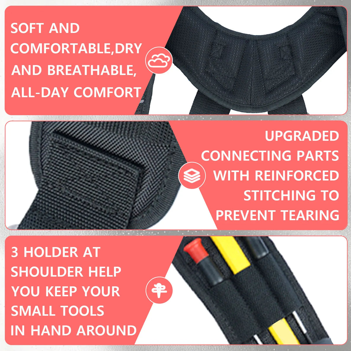 Work Suspenders with Detachable Phone Holder and Tool Belt Support