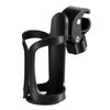 Black 360° rotating bottle holder designed for strollers, bikes, and wheelchairs
