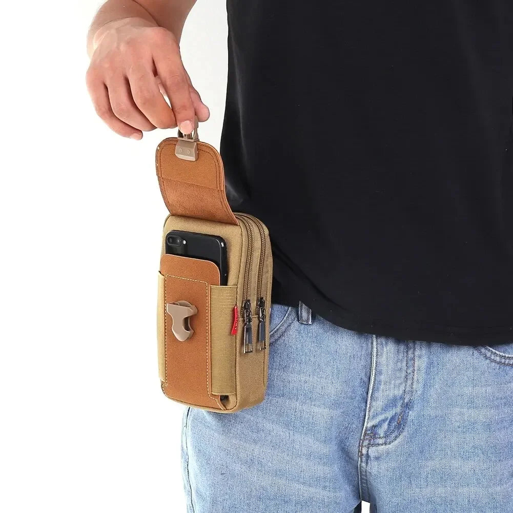 Compact Canvas Waist Pouch with MOLLE Compatibility
