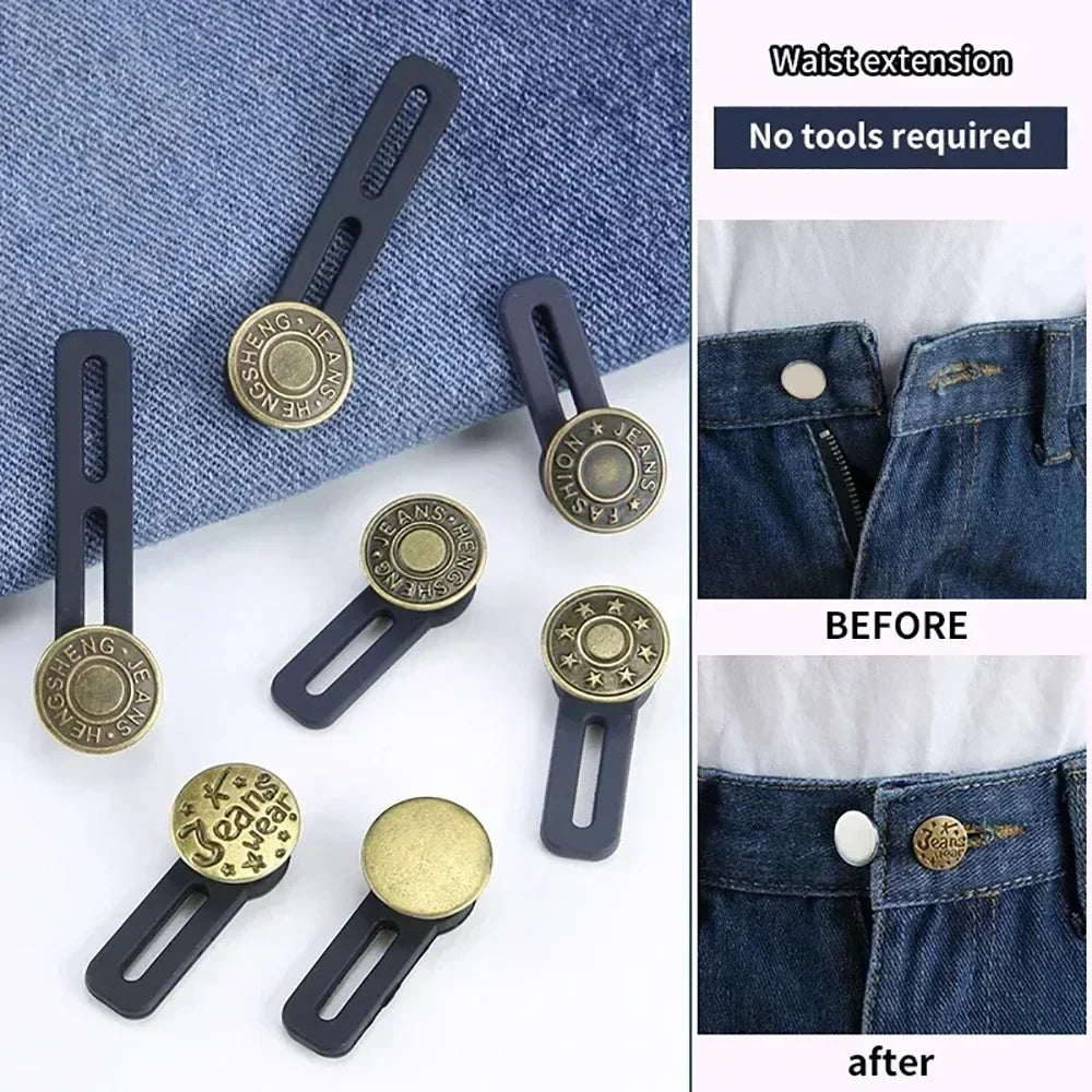 Ensemble de clips réglables pour ajuster la taille des jeans et pantalons, avant et après installation