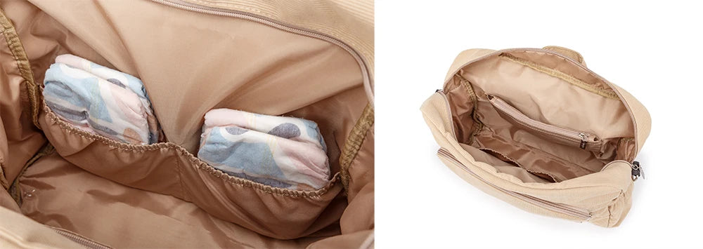 Soft Corduroy Diaper Backpack with Large Capacity