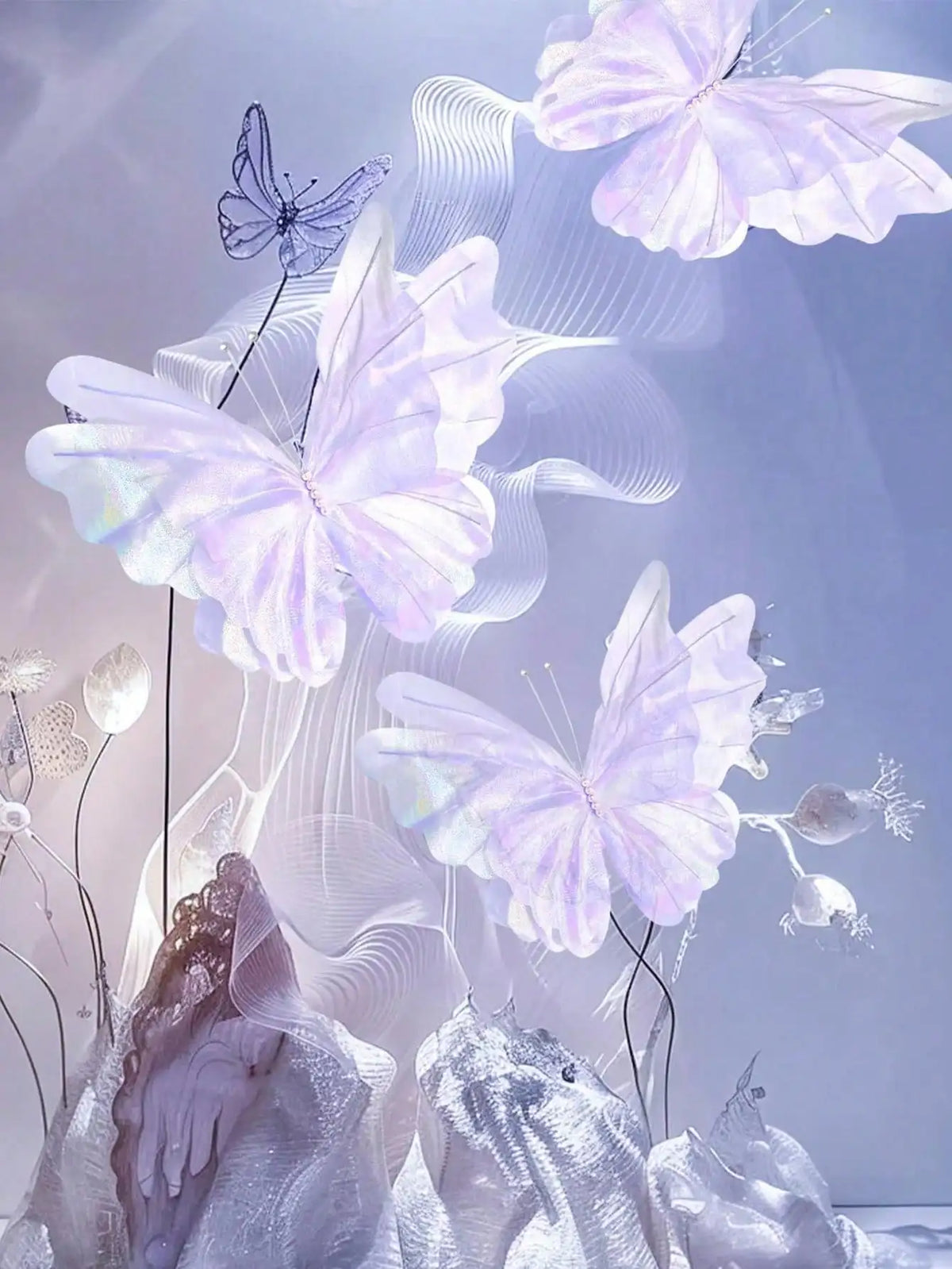 Lifelike 3D Silk Butterfly Decoration for Events and Photography