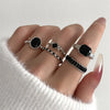 Vintage Black Crystal Ring Set