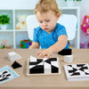 Wooden Geometric Shape Puzzle Blocks with Pattern Cards - Educational Logic Game for Kids