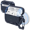 A black case for AirPods Pro 3 earbuds with a magnetic lock and drop protection feature.