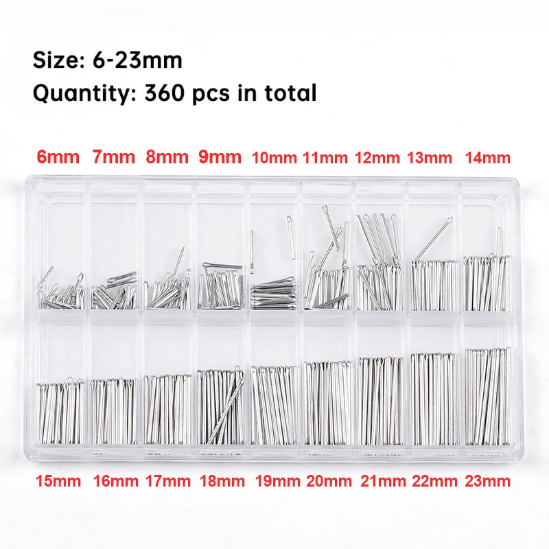 Stainless Steel Watch Band Pins Assortment Kit (360 Pieces)