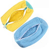 Yellow and blue shoe washing machine bag with a soft bristled cleaning brush set