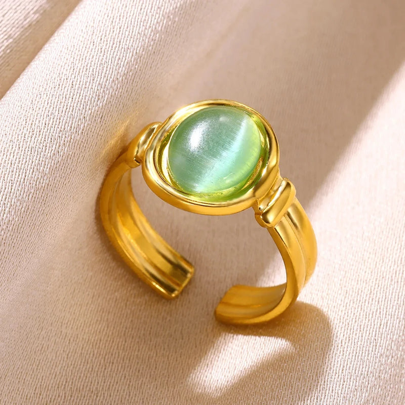 Vintage Oval Opal Ring with Adjustable Gold Band