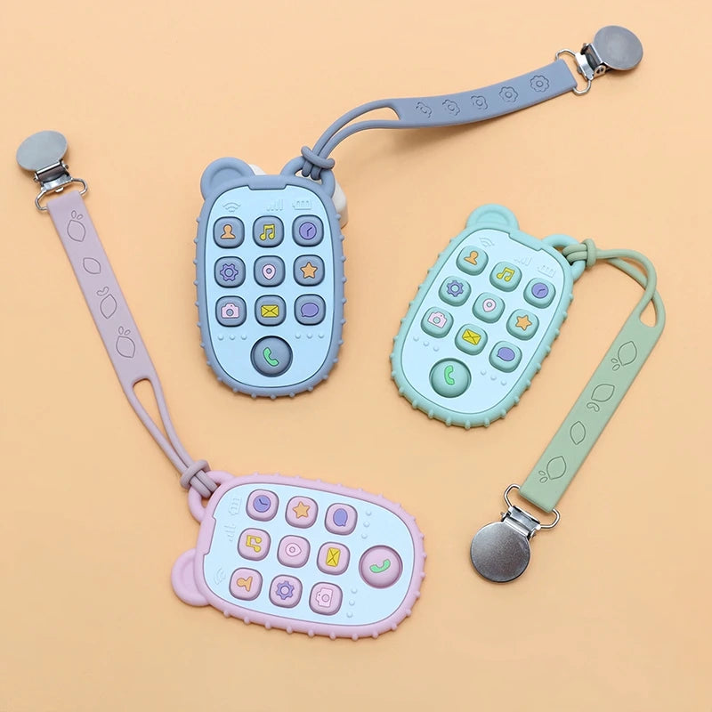 Baby Teething Gloves with Cartoon Bear Design