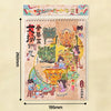A square sticker scene kit featuring traditional Japanese art depicting a pocket cabin and landscape crafts.