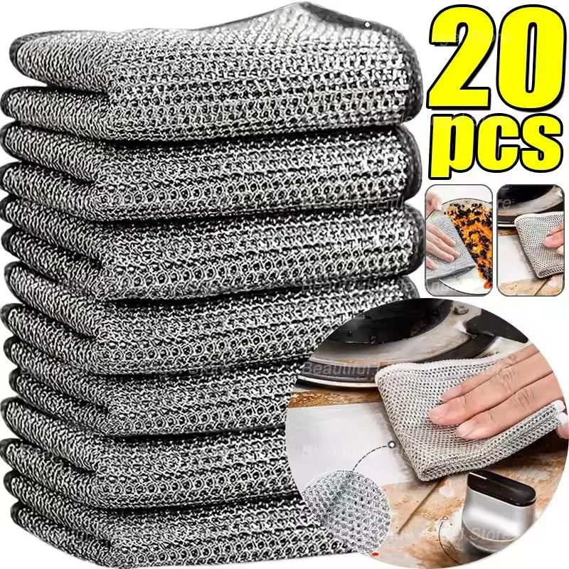Heavy-Duty Microfiber Cleaning Cloths with Steel Mesh