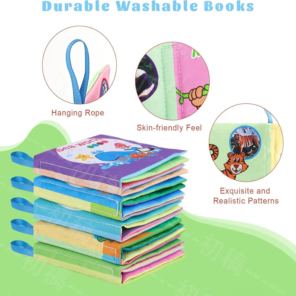 Sensory Cloth Books for Babies with Teether & Crinkle Pages