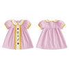 Girls Embroidered Plaid A-Line Dress with Peter Pan Collar