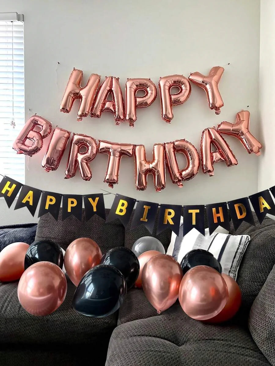 Happy Birthday Foil Balloon Set with Banner