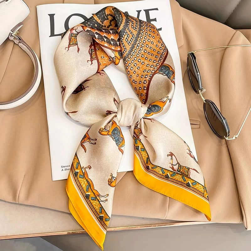 Silk-Feel Square Scarf for Women