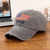 Vintage Washed Cotton Baseball Cap with Embroidered American Flag